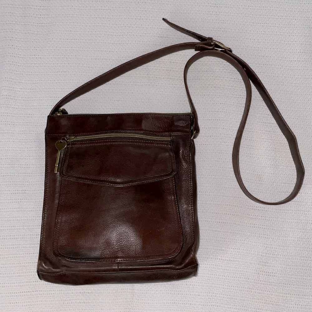Fossil Leather Crossbody Bag - Large - Brown Leather